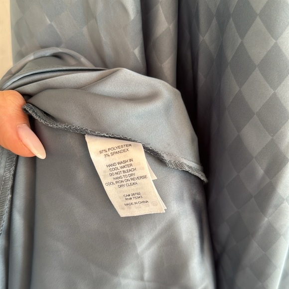 HOUSE OF HARLOW Satin Halter Backless Slip Maxi Dress Blue Check Size L - Picture 8 of 8